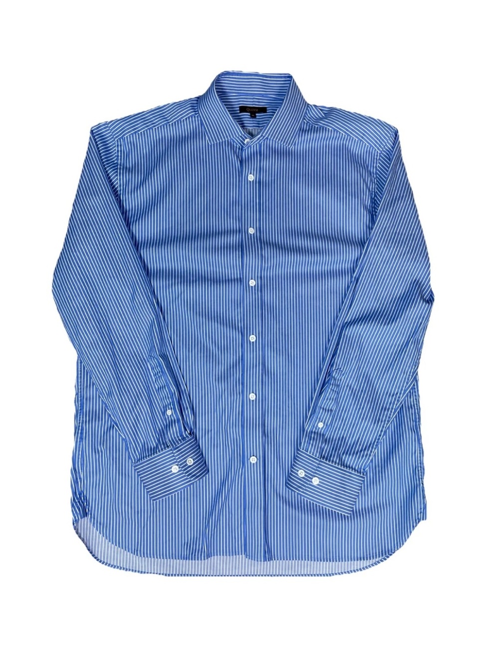 Quince Organic Cotton Stretch Twill Dress Shirt Blue White Stripe Men Size XL